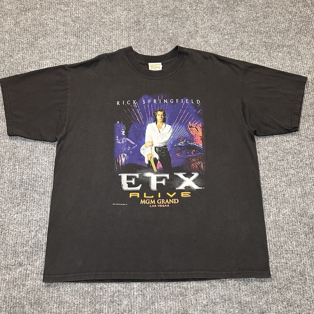 Vintage Rick Springfield T-shirt EFX Alive Concert MGM Grand Las Vegas Size‎ XL